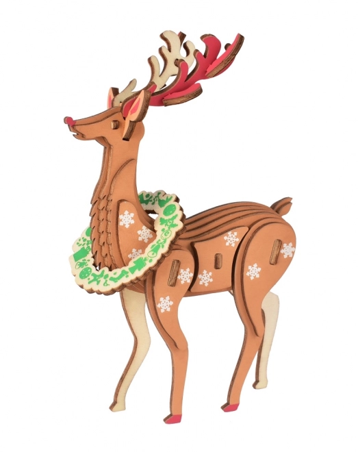 Woodcraft Wooden 3D Puzzle Christmas Reindeer