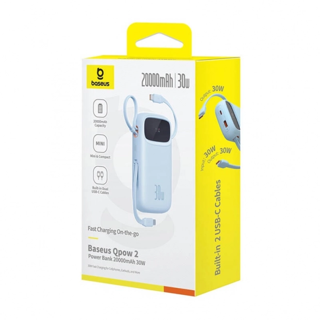 Powerbank Baseus QPow2 20000mAh 30W 2 porte USB-C blu