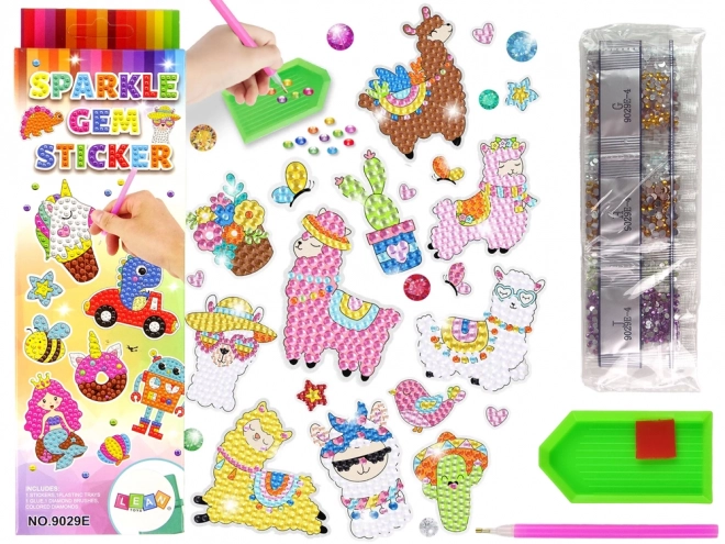 Diamond Sticker Set Llama Animals Mosaic