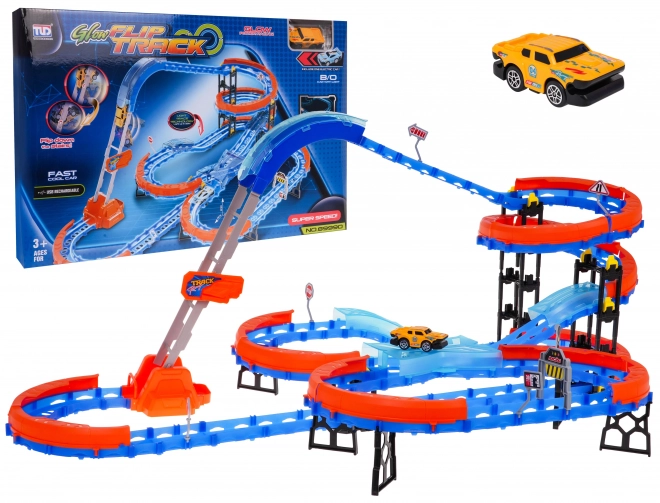 Extreme Multi-level Racing Track with Ladder and LED Car for Kids 3+