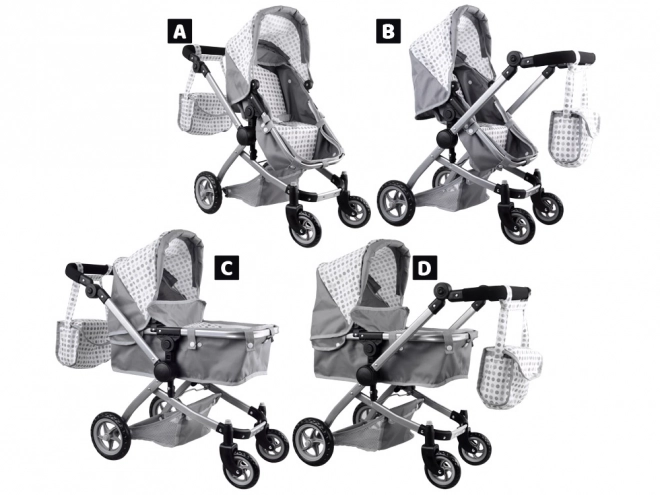 4-in-1 Doll Stroller with Bassinet – gray