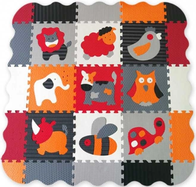 Animal Foam Puzzle in Gray and Red