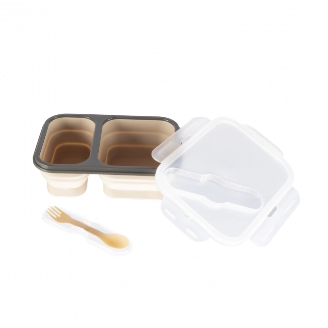 Silicone Lunch Box with Cutlery - Large Sand Beige