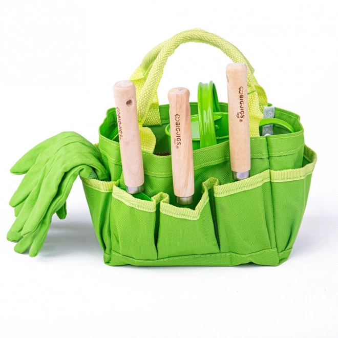 Bigjigs Toys Garden Tool Set in Green Canvas Bag