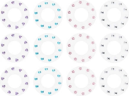 180 crystals in various shapes and colors