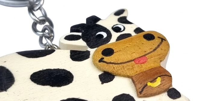 Large Wooden Cow Keychain