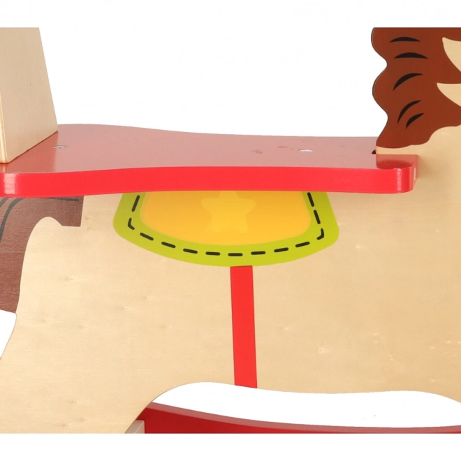 Wooden Rocking Horse with Backrest for Kids