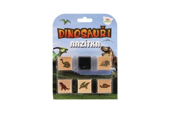 Wooden Dinosaur Stamps with Ink Pad