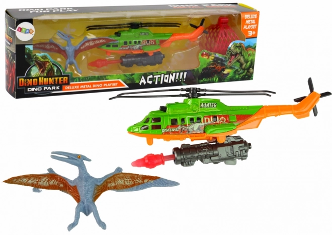 Green Helicopter Dinosaur Transport Playset