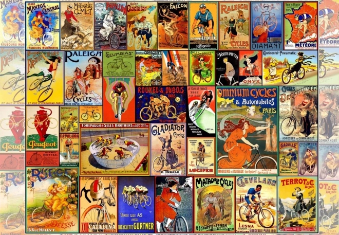 Puzzle Vintage Plakaty z Rowerami 1000 Elementów