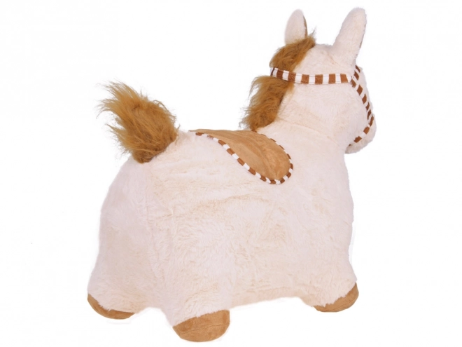 Inflatable Plush Bouncing Horse for Kids – Beige