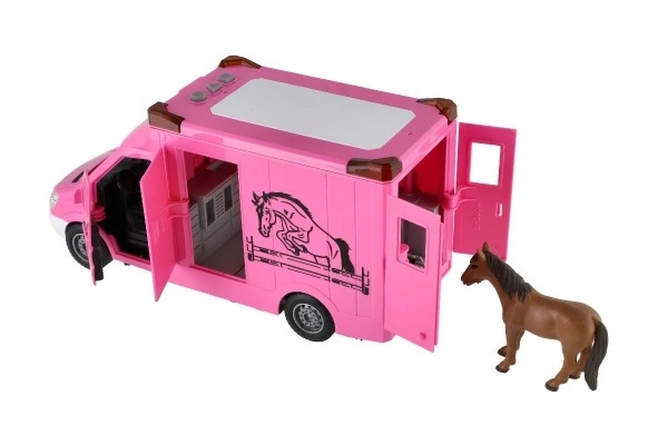 Jouet transporteur de chevaux rose avec effets
