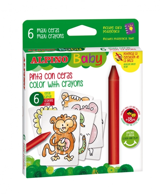 Thick Wax Crayons Set with Jungle Cards by Alpino