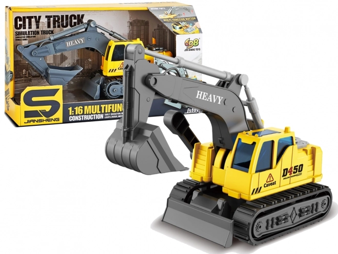 Yellow Track Excavator Toy with Movable Arm