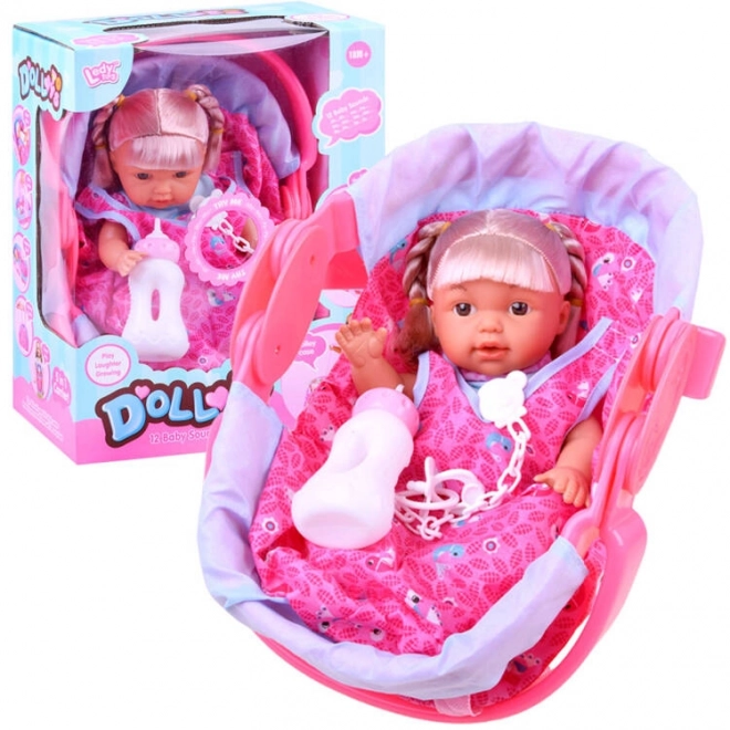 Doll In Carrier With Accessories