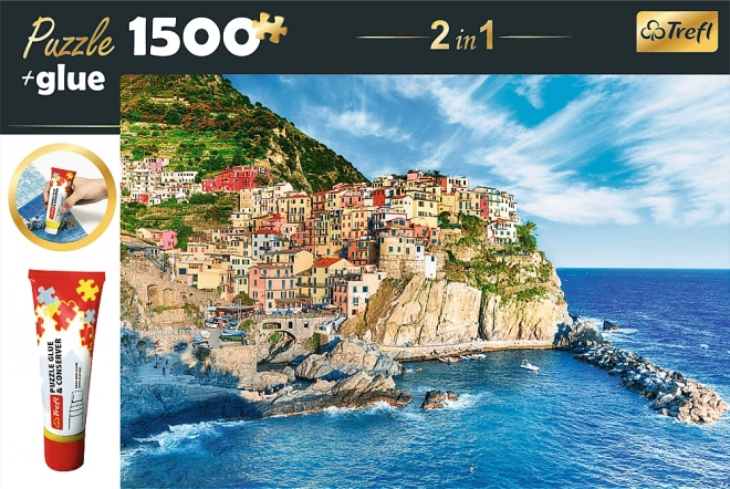 Trefl 2-in-1 Puzzle Manarola, Liguria, Italy with Adhesive