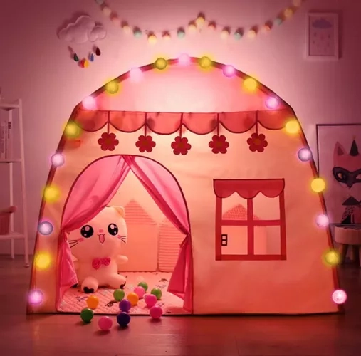 Kids Tent with Fairy Light Garland