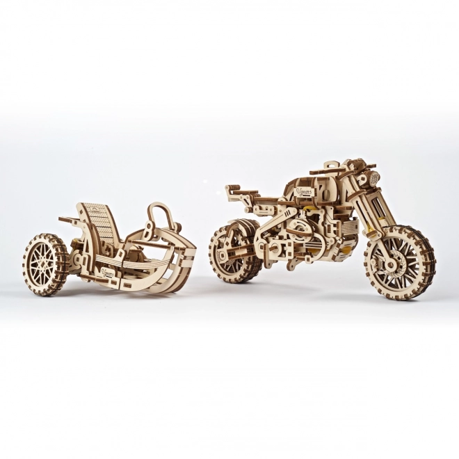 Ugears 3D Wooden Mechanical Puzzle Motorcycle with Sidecar