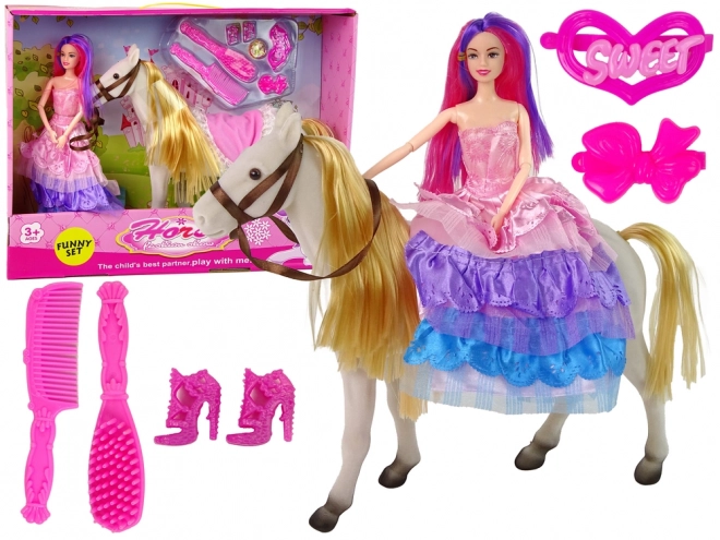 Princess Doll with White Pony and Accessories