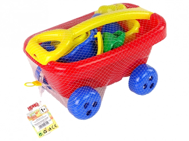 Pull Cart with Sand Playset Two Buckets Red