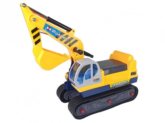 Large Ride-On Excavator with Yellow Helmet