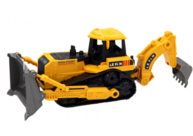 Crawler Excavator Construction Vehicle with Dual Buckets Yellow