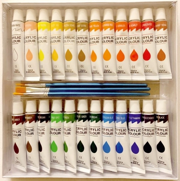 Acrylic Paint Set with Brushes for Multiple Surfaces