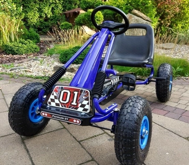 Pedal Air Kart + Inflatable Tires + Adjustable Seat – Blue