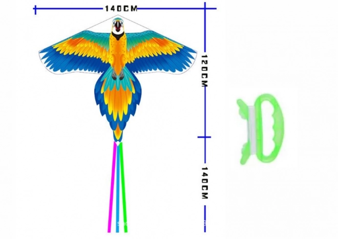 Large Colorful Parrot Kite with Long Tail