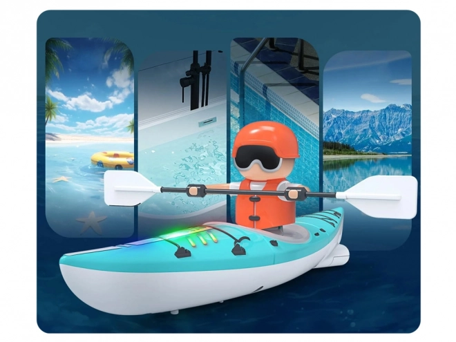 Remote Controlled LED Kayak with Rowing Figure