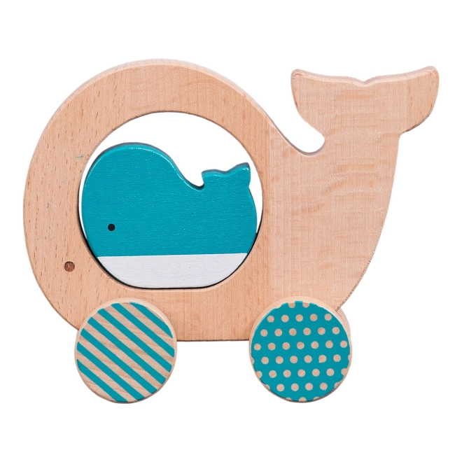 Petit Collage Whale and Calf on Wheels