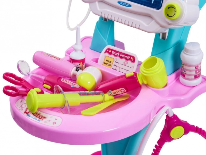 Doctor's Toy Set with Medical Trolley for Children – pink