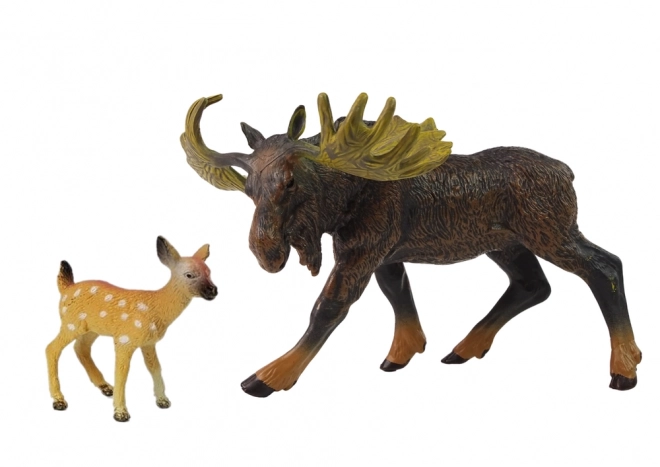 Set of Moose and Fawn Forest Animal Figures