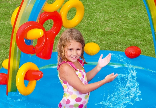 Children's Play Center Pool with Slide and Rainbow Shower