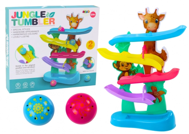 Colorful Ball Slide with Giraffe and Monkey Sounds