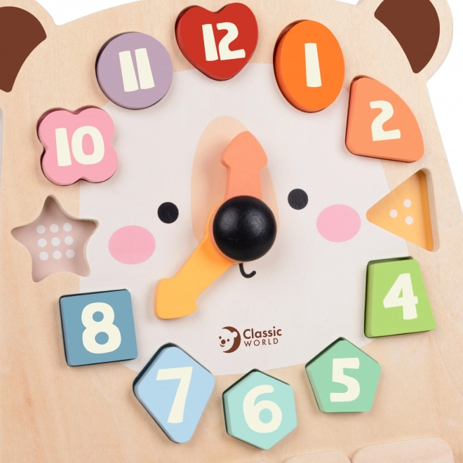 Orologio educativo in legno orsetto Classic World 3 in 1 per l'insegnamento del tempo, conteggio e date