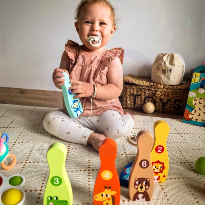 Gioco del Bowling in Legno per Bambini