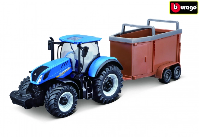 Bburago Farm Tractor New Holland with Horse Trailer