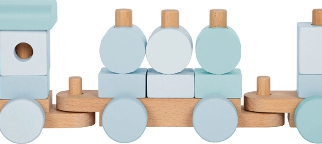 Small Foot wooden stacking train blue
