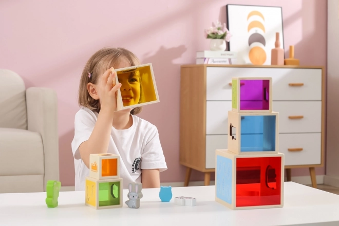 Wooden Stacking Blocks with Animals and Train