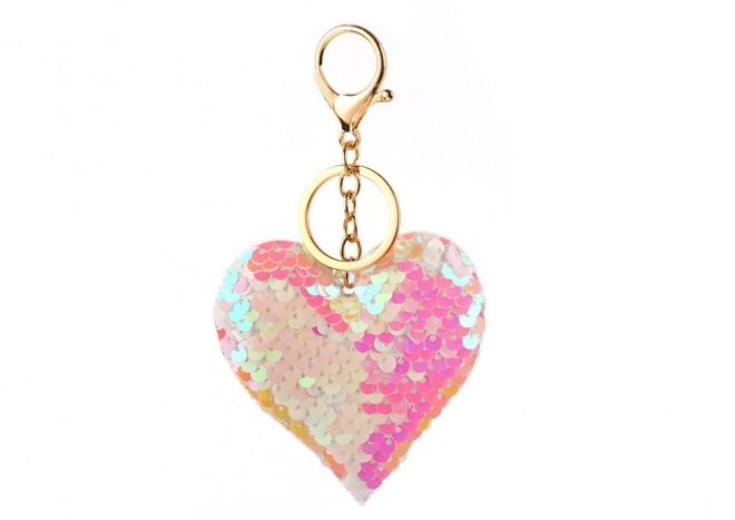 Heart Keychain with Reversible Sequins