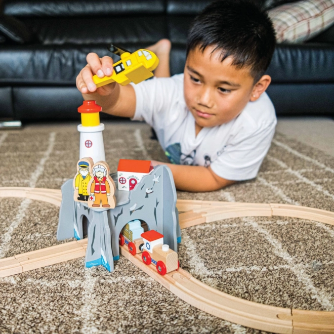 Bigjigs Rail Tunnel with Lighthouse and Heliport