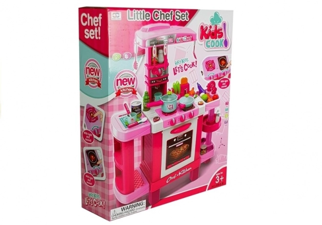 Large Pink Kids Kitchen Set with Toaster and Coffee Maker