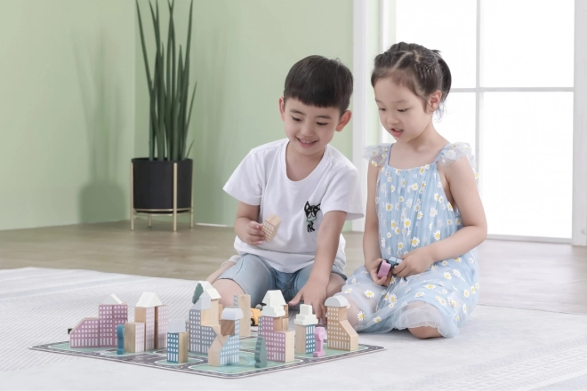 Wooden Building Blocks Set - City