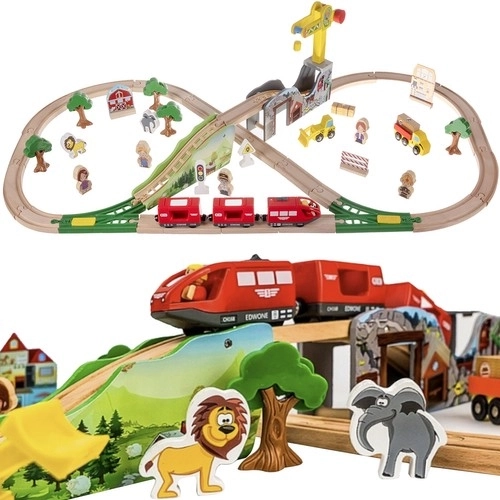 Wooden Train Set with Track for Children