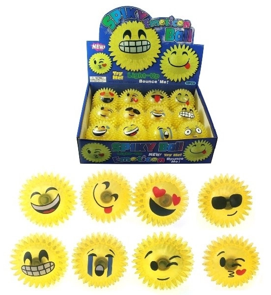 Smiling Squeaky Ball with Spikes Light-Up