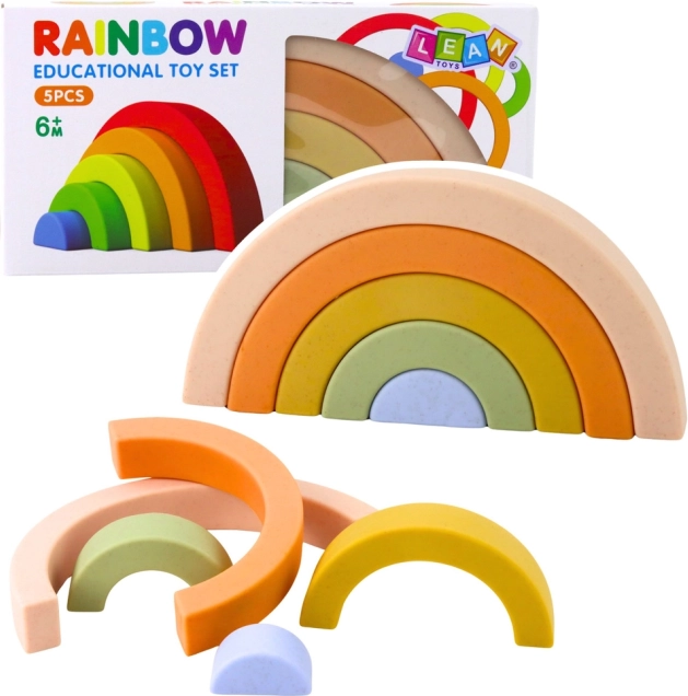 Rainbow for Toddlers – Rubber Pastel Building Blocks, 5 pcs