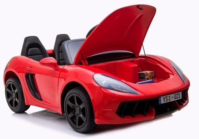 Red Lacquered Battery-Powered Car for Kids