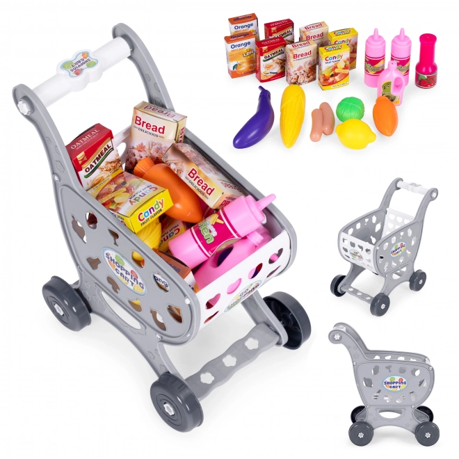 Children's Gray Shopping Cart with 18 Accessories