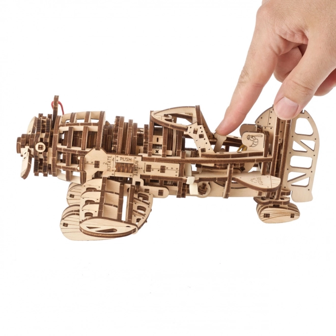 Ugears 3D Wooden Mechanical Puzzle Airplane Mad Hornet